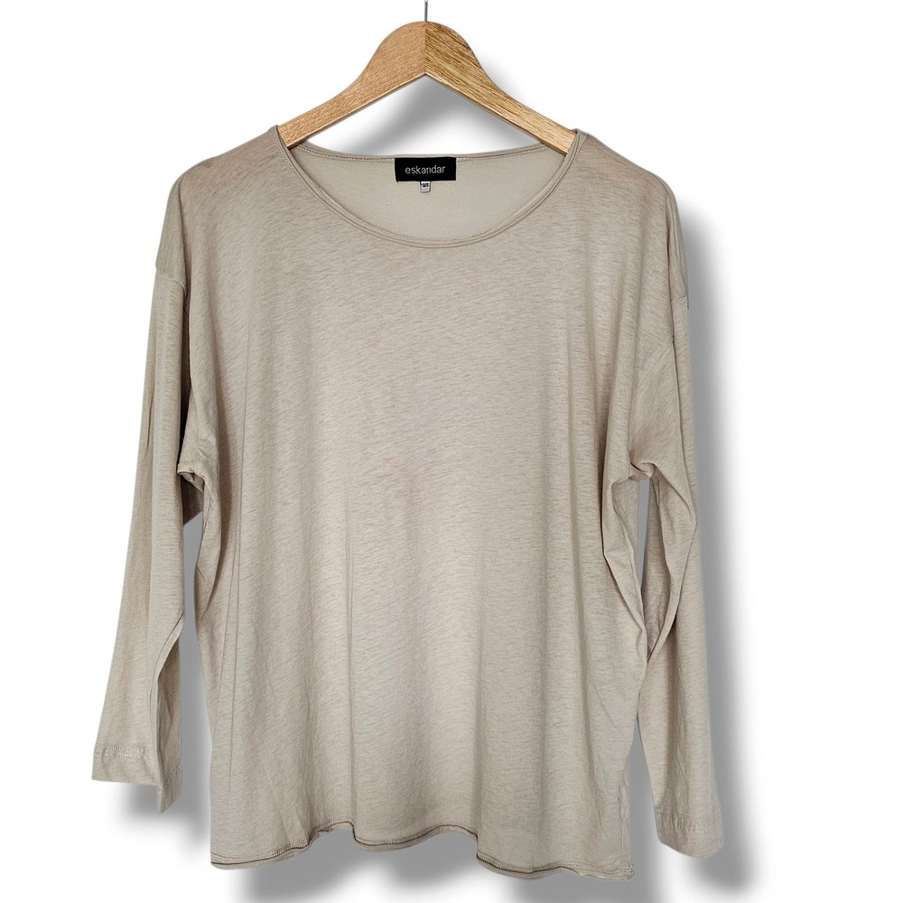Eskandar Top O/S Women Beige Pima Cotton Oversized Quiet Luxury Minimalist Fall